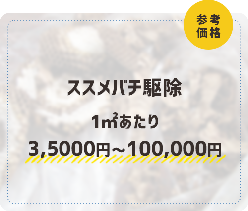 ススメバチ駆除 参考価格 1m2あたり 35,000円~100,000円